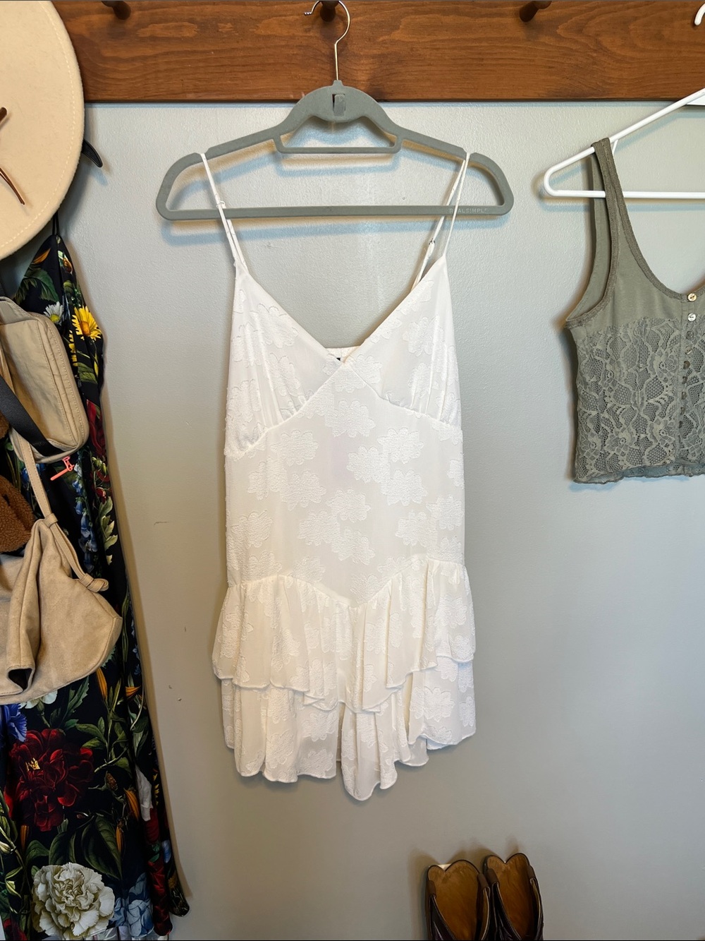 White floral embossed dress! Very light and airy!
